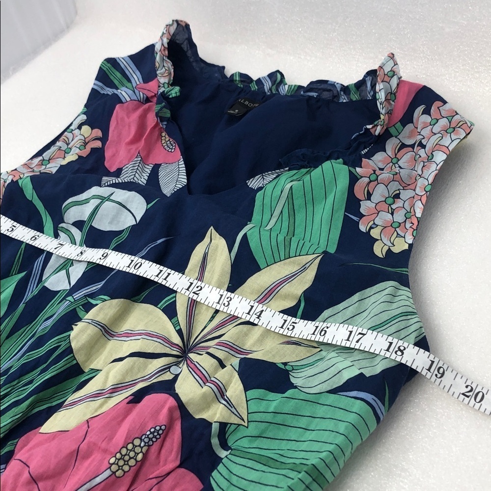 TALBOTS Voile Hibiscus Maxi Dress Cotton Tropical Hawaiian Vacation Size 8 - Picture 11 of 16